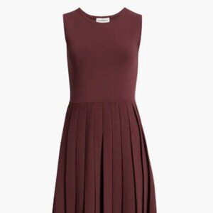 Nordstrom Sleeveless Pleated Sweater Dress – Burgundy Royale – Small